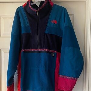 The North Face Vintage Men's Multicolor Fleece 1/4 zip Up Sz Large.